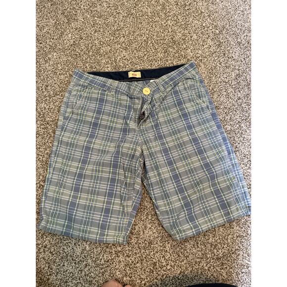 Levi’s Mens Shorts Size 34 Waist 100% Cotton Plaid White Gray 10" inseam - Picture 1 of 11